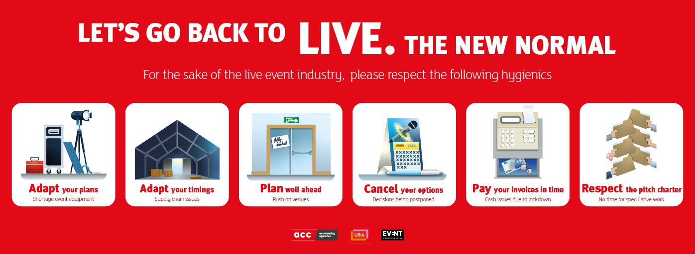Back to Live: ACC, Event Confederation en UBA roepen op tot meer hygienics in de post covid eventwereld